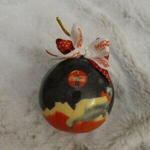 Vintage 1995 Coca-Cola Coke Polar Bears Skiing Christmas Ornament